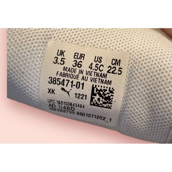 Puma Girls White Sneakers W/ Rainbow Stripe Design Size 4.5 US - Picture 5 of 8